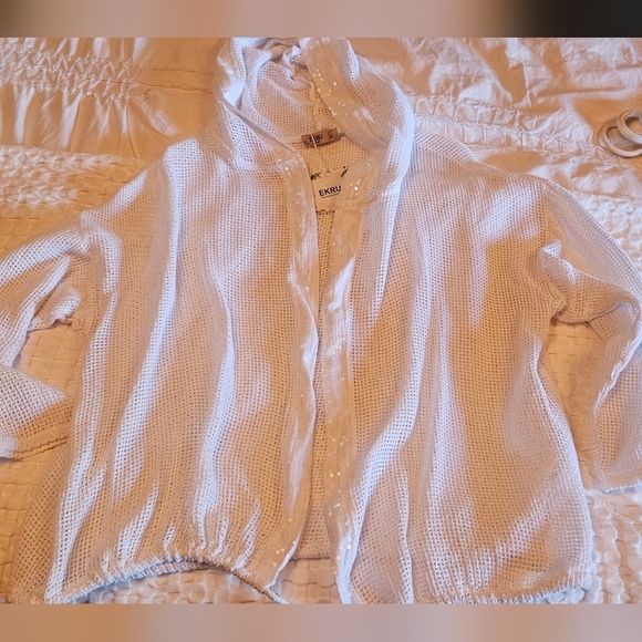 ekru Amsterdam Tops - White Mesh Hoodie L/xl